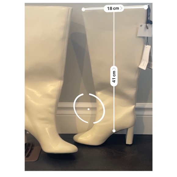 ZARA Off White Cream Knee High Heeled Leather Boots - Picture 11 of 16